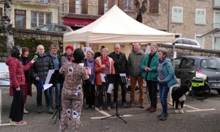 Stand “Droits des femmes” au marché de La Chapelle en Vercors