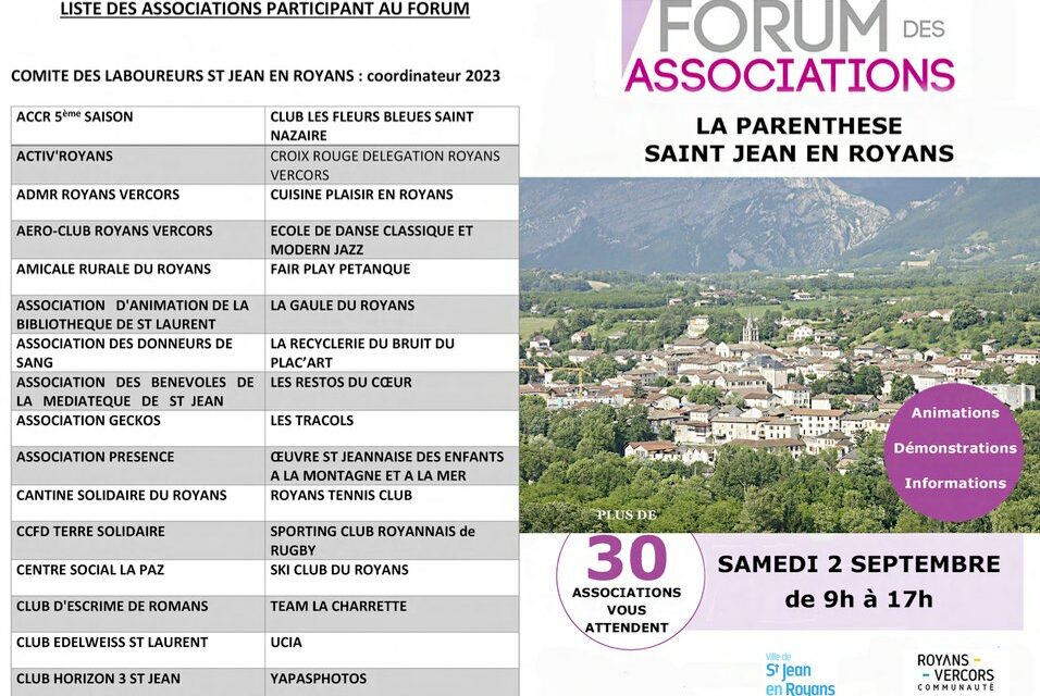 Retour sur le Forum des associations 2023 à Saint-Jean-en-Royans